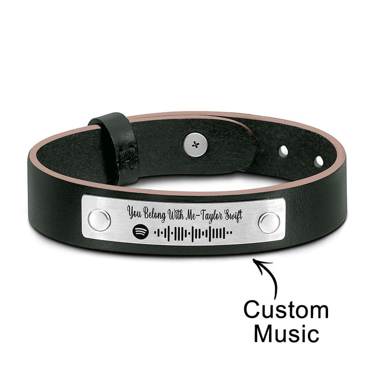 Custom Soundwaves Bracelet Leather Creative Music Gifts