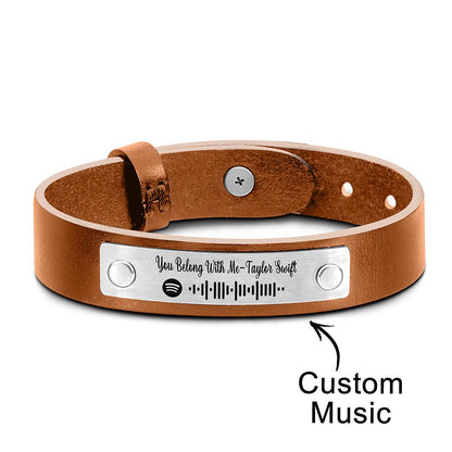 Custom Soundwaves Bracelet Leather Creative Music Gifts