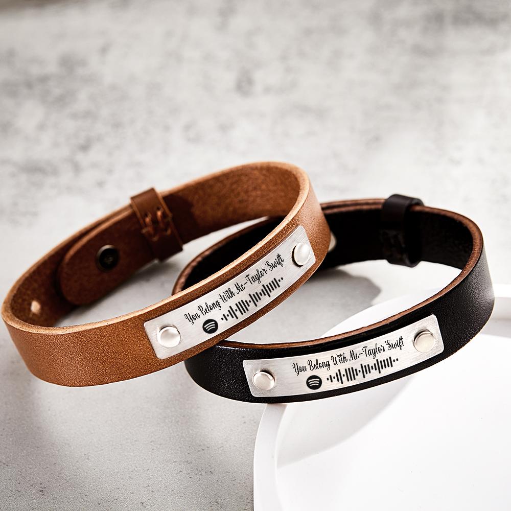 Custom Soundwaves Bracelet Leather Creative Music Gifts
