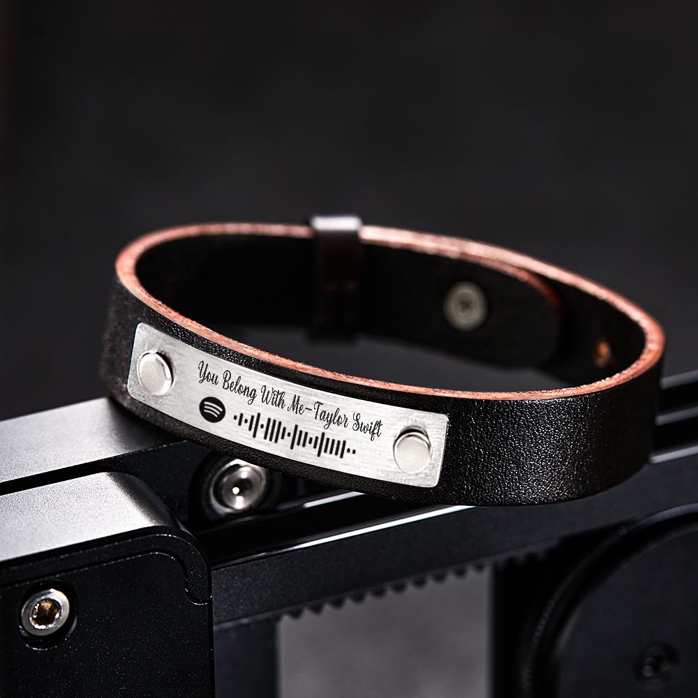 Custom Soundwaves Bracelet Leather Creative Music Gifts