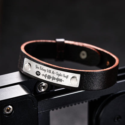 Custom Soundwaves Bracelet Leather Creative Music Gifts