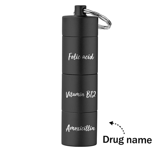 Custom Engraved keychain Pill box Portable Creative Gifts