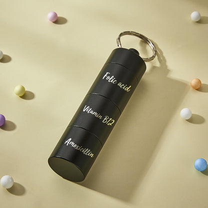 Custom Engraved keychain Pill box Portable Creative Gifts