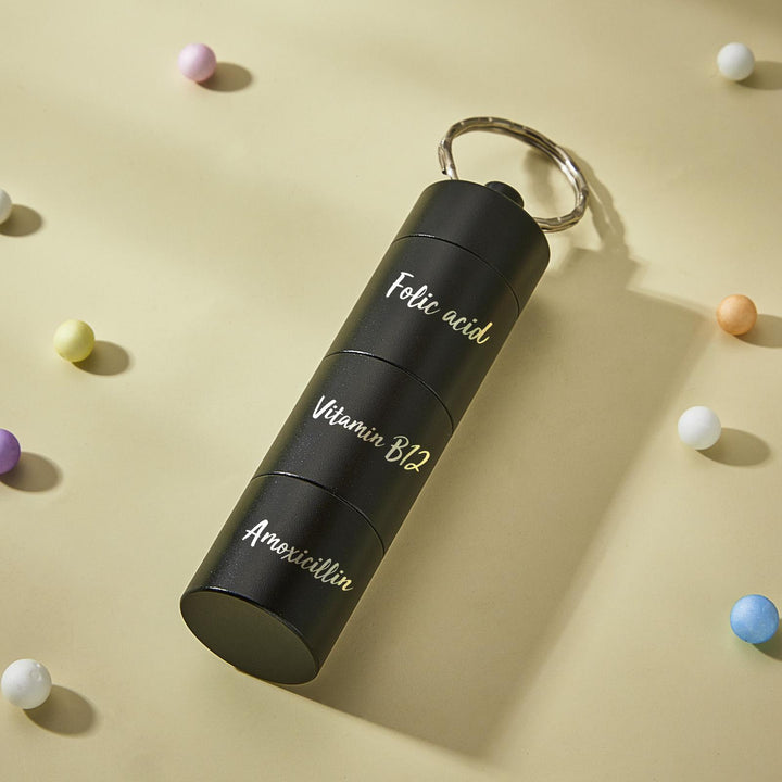 Custom Engraved keychain Pill box Portable Creative Gifts