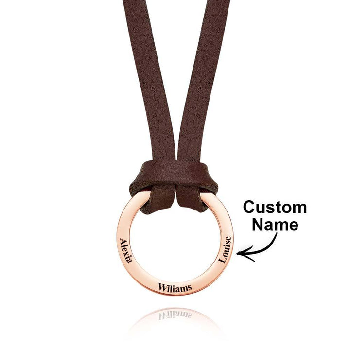 Personalized PU Leather Cord Necklace with Engraved Name Necklace Birthday Anniversary Gift for Man