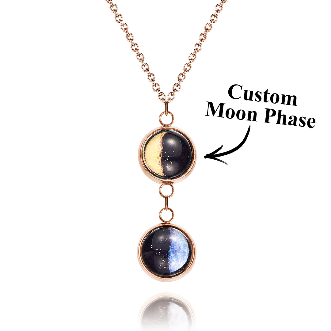 Custom Double Moon Phase Necklace Luminous Necklace Gift for Her
