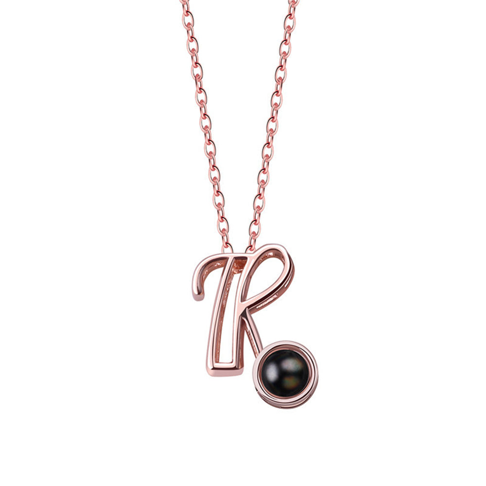 A-Z 26 Letters Custom Projection Necklace 925 Sterling Silver