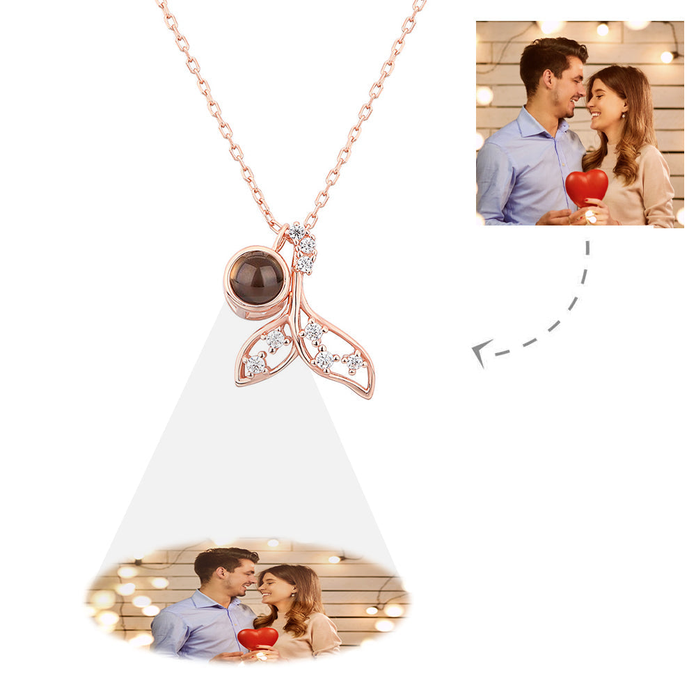 Custom Projection Necklace Mermaid Shape Photo Necklace Gift for Her