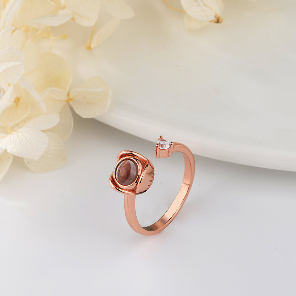 Custom Projection Ring I Love You 100 Languages Adjustable Ring