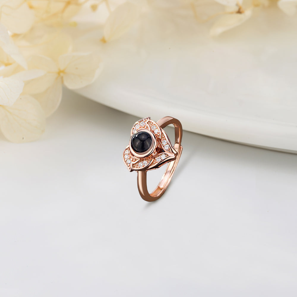 I Love You in 100 Languages Projection Ring Custom Photo Angel Wings Heart Rings