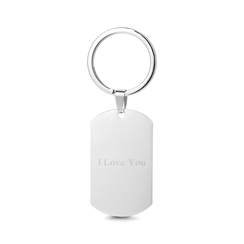 Photo Tag Key Chain with Engraving Stainless Steel