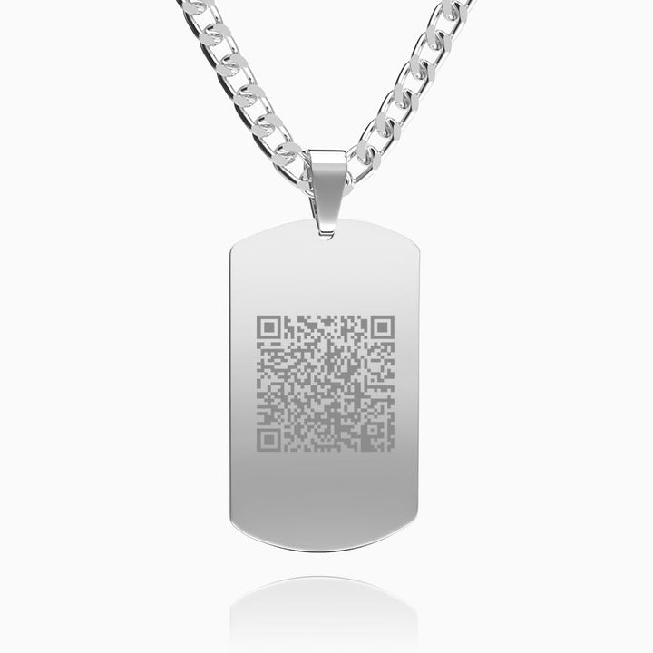 Personalized Men's Photo Necklace Engraved QR Code Necklace