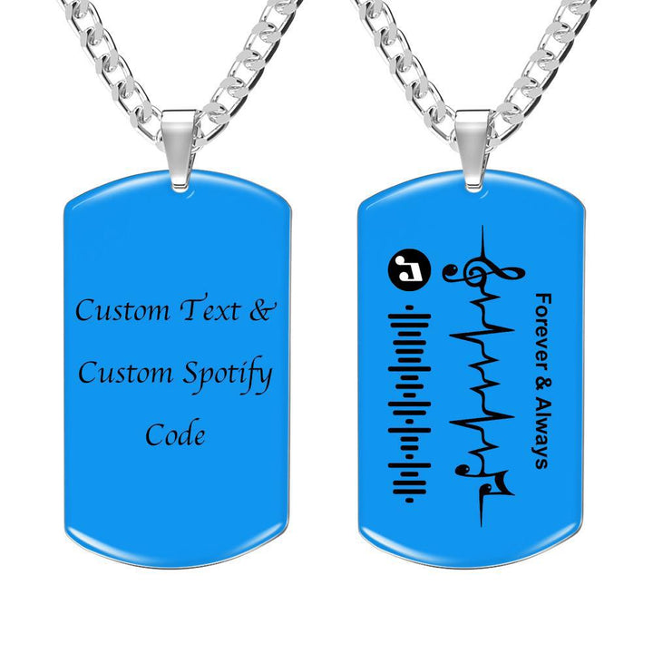 Custom Music Code Necklace Engraved Tag Necklace Music staff