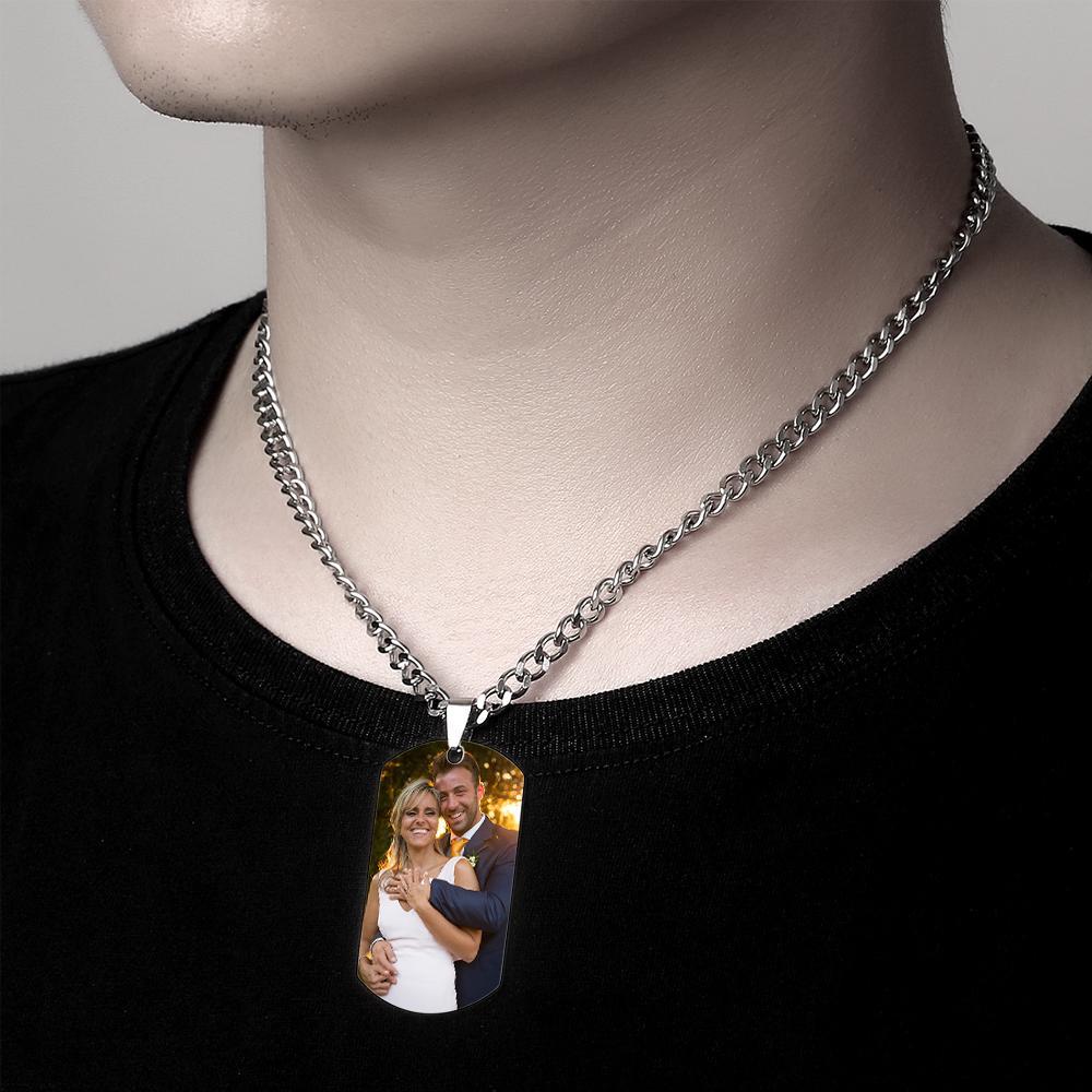 Engraving Tag Necklace Photo Necklace Gifts for Girlfriend Anniversary Unique Design Gifts