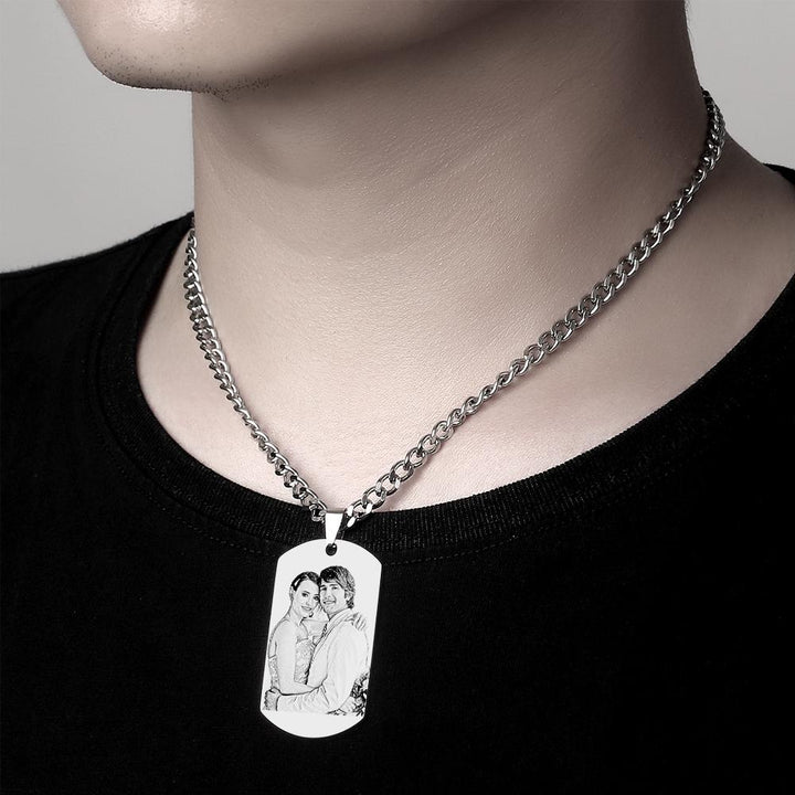 Heart Photo Calendar Engraved Tag Necklace With Engraving Stainless Steel Gifts for Her