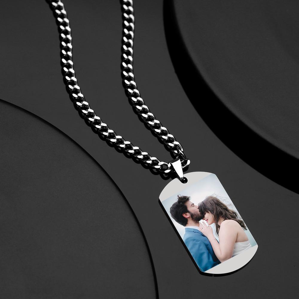 Heart Photo Calendar Engraved Tag Necklace With Engraving Stainless Steel Gifts for Her