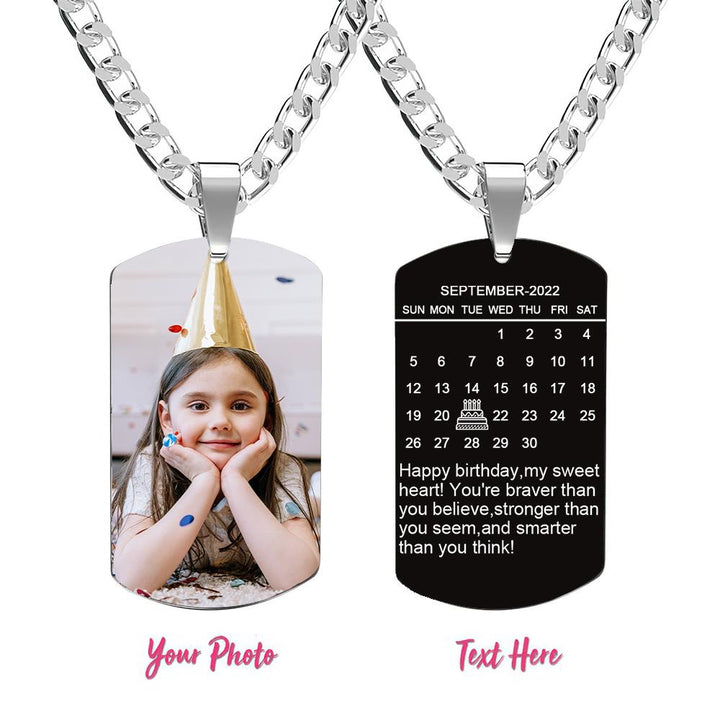 Custom Photo Necklace With Words Photo And Date Perfect Gift For Loved Ones On Birthday