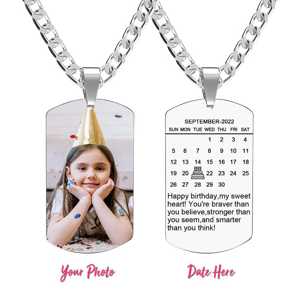 Custom Photo Necklace With Words Photo And Date Perfect Gift For Loved Ones On Birthday