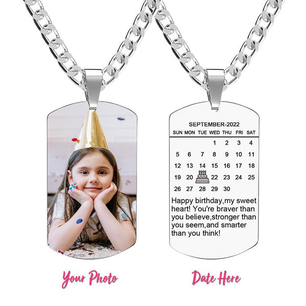 Custom Photo Necklace With Words Photo And Date Perfect Gift For Loved Ones On Birthday