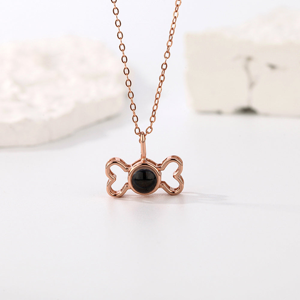 Custom Projection Photo Necklace Cute Puppy Bone Necklace