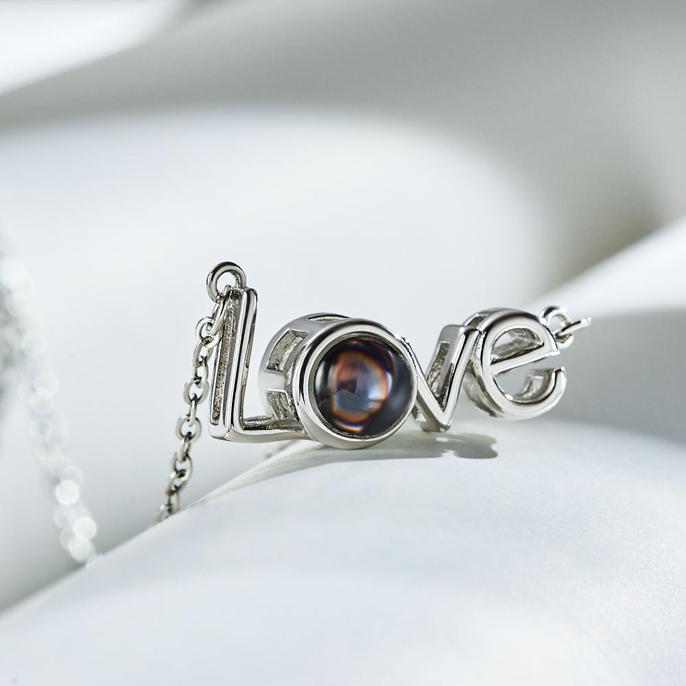 Custom LOVE Picture Projection Necklace 925 Sterling Silver
