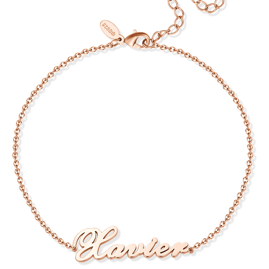 Personalized Name Anklet Sterling Silver