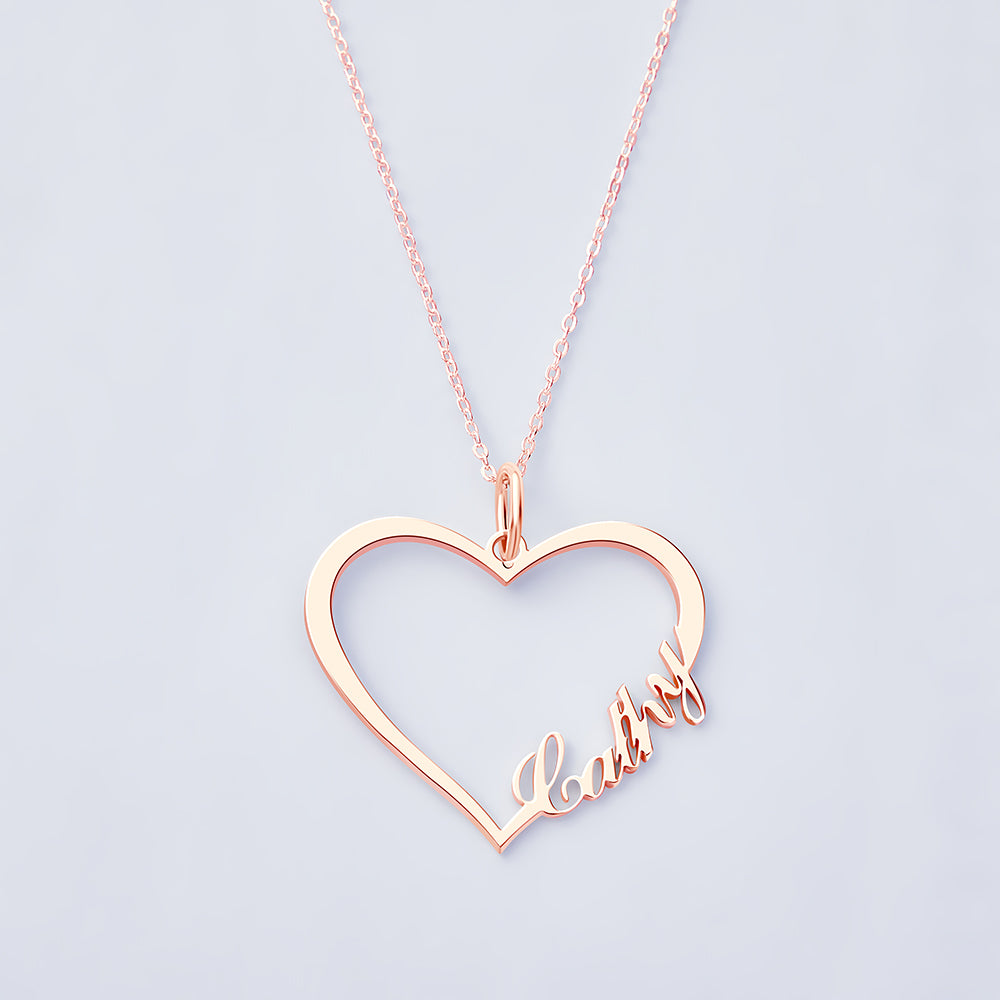 Personalized Heart Name Necklace | 925 Sterling Silver Custom Jewelry