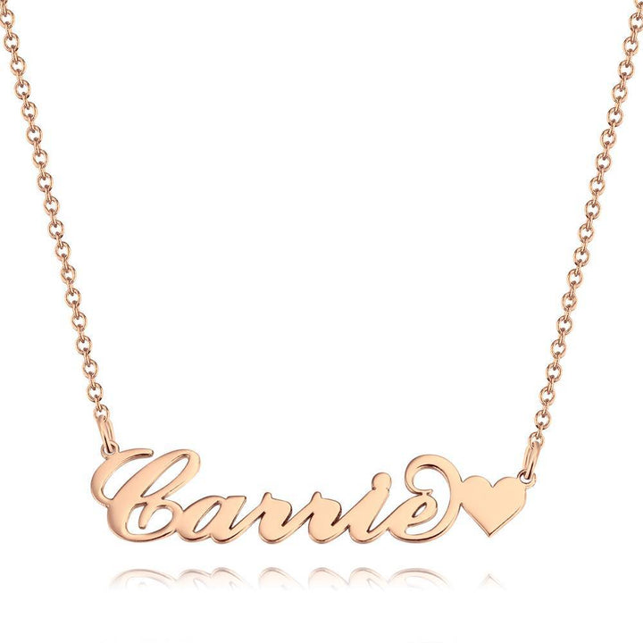 Carrie Style Custom Name Necklace with Little Heart Silver