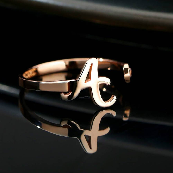 Custom Birthstone Initial Ring 925 Sterling Silver Rose Gold Plated