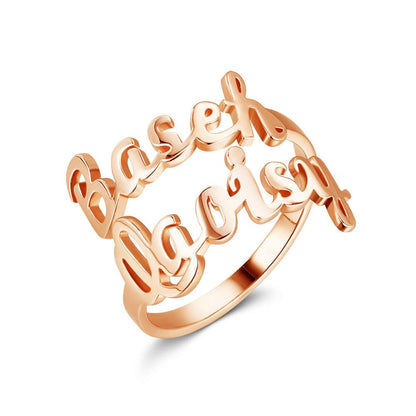 Personalized Two Names Opening Ring 925 Sterling Silver
