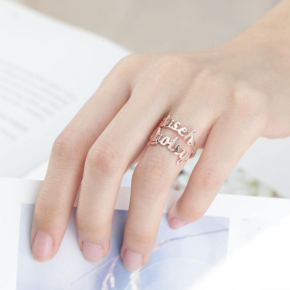 Personalized Two Names Opening Ring 925 Sterling Silver
