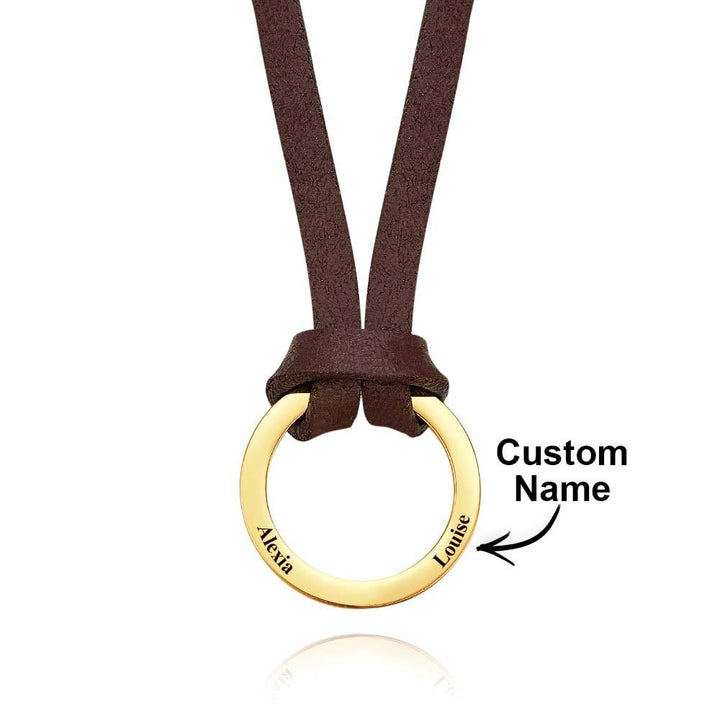 Personalized PU Leather Cord Necklace with Engraved Name Necklace Birthday Anniversary Gift for Man