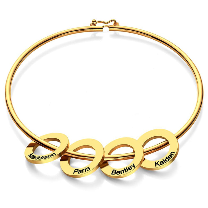 Custom Bangle Bracelet with Heart/Round Pendants Personalized Gift