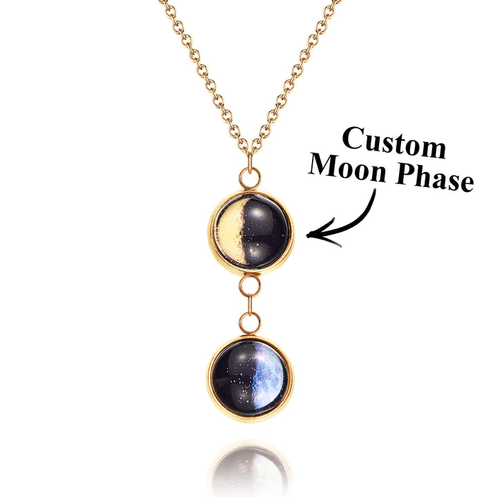 Custom Double Moon Phase Necklace Luminous Necklace Gift for Her