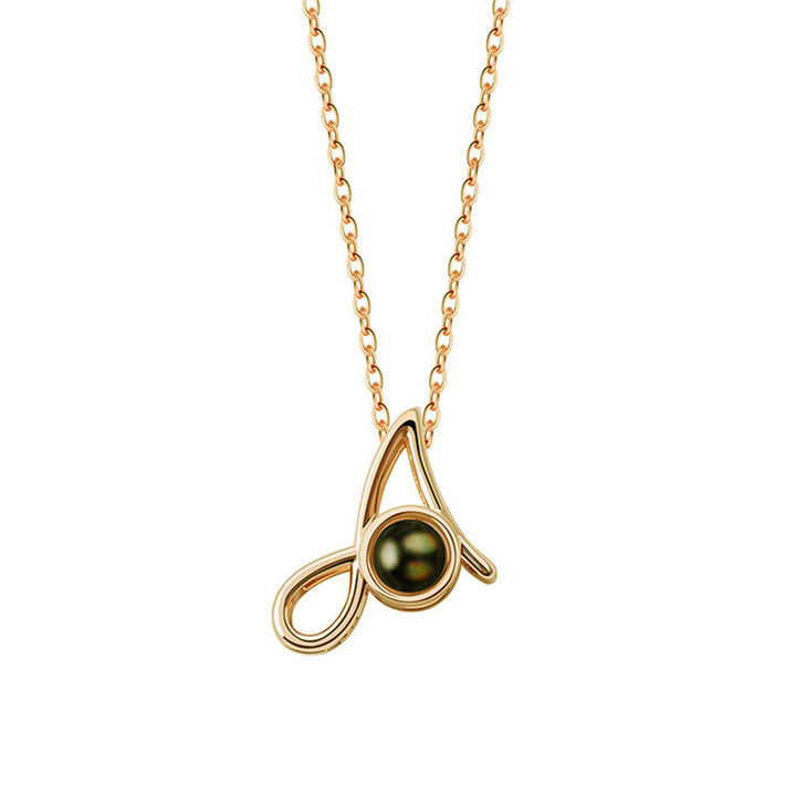 A-Z 26 Letters Custom Projection Necklace 925 Sterling Silver