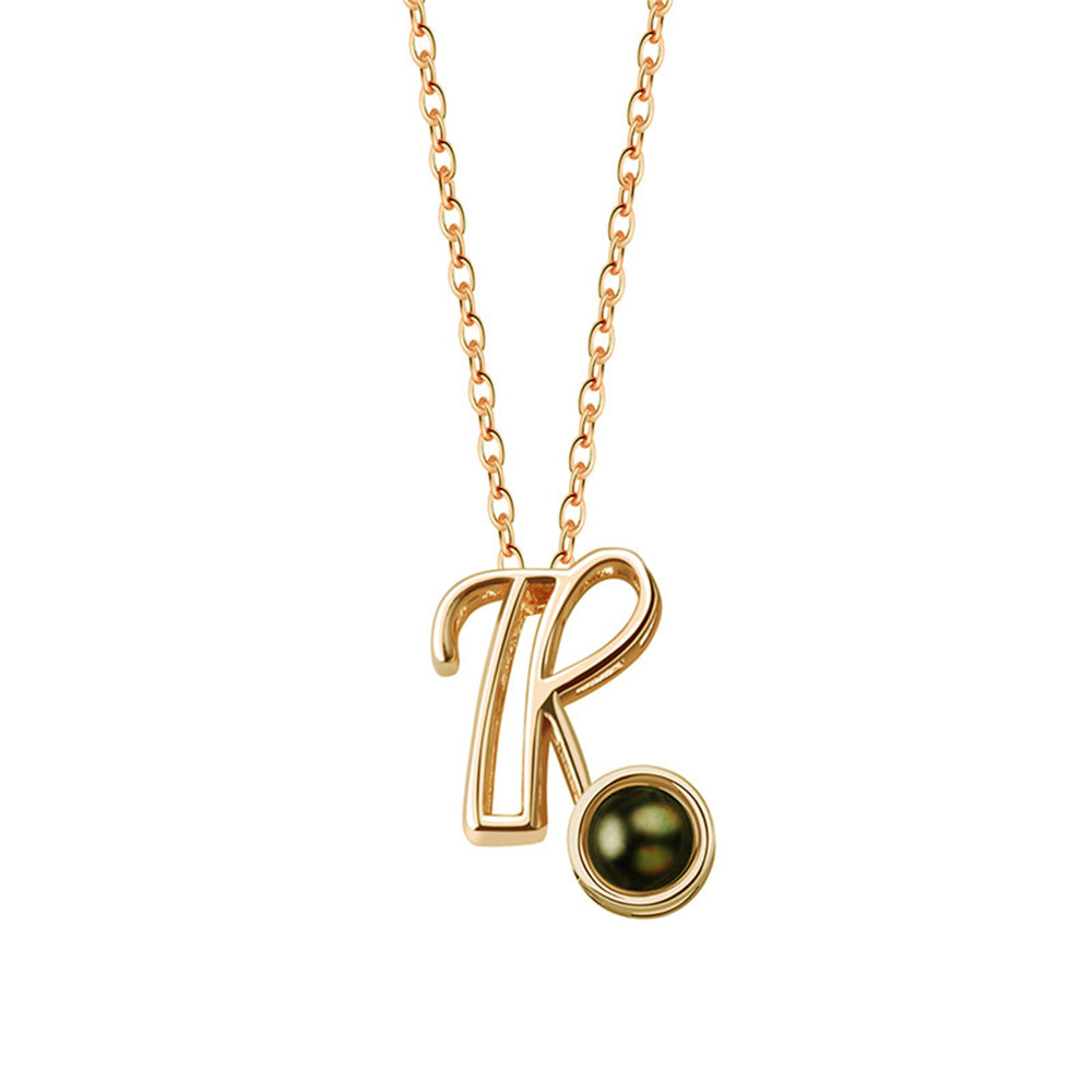 A-Z 26 Letters Custom Projection Necklace 925 Sterling Silver