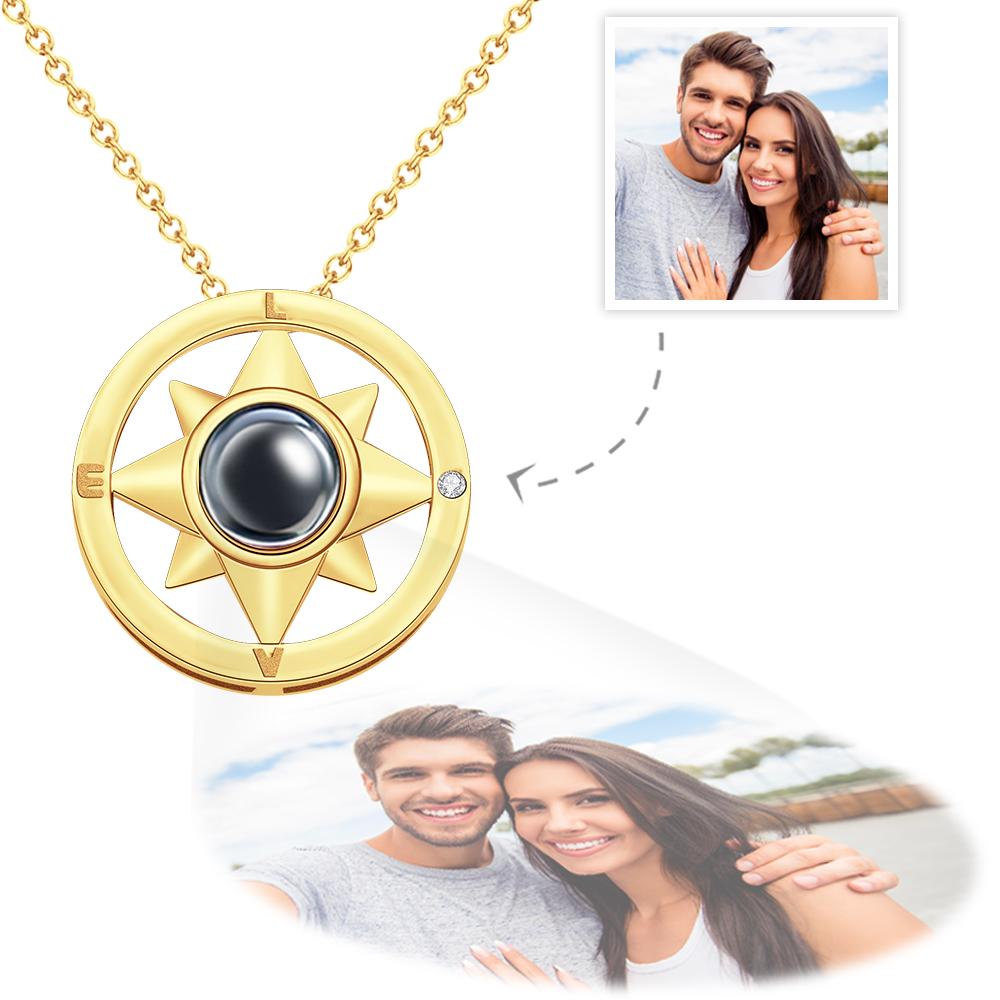 Custom Projection Photo Necklace Eight-Pointed Star Pendant Jewelry