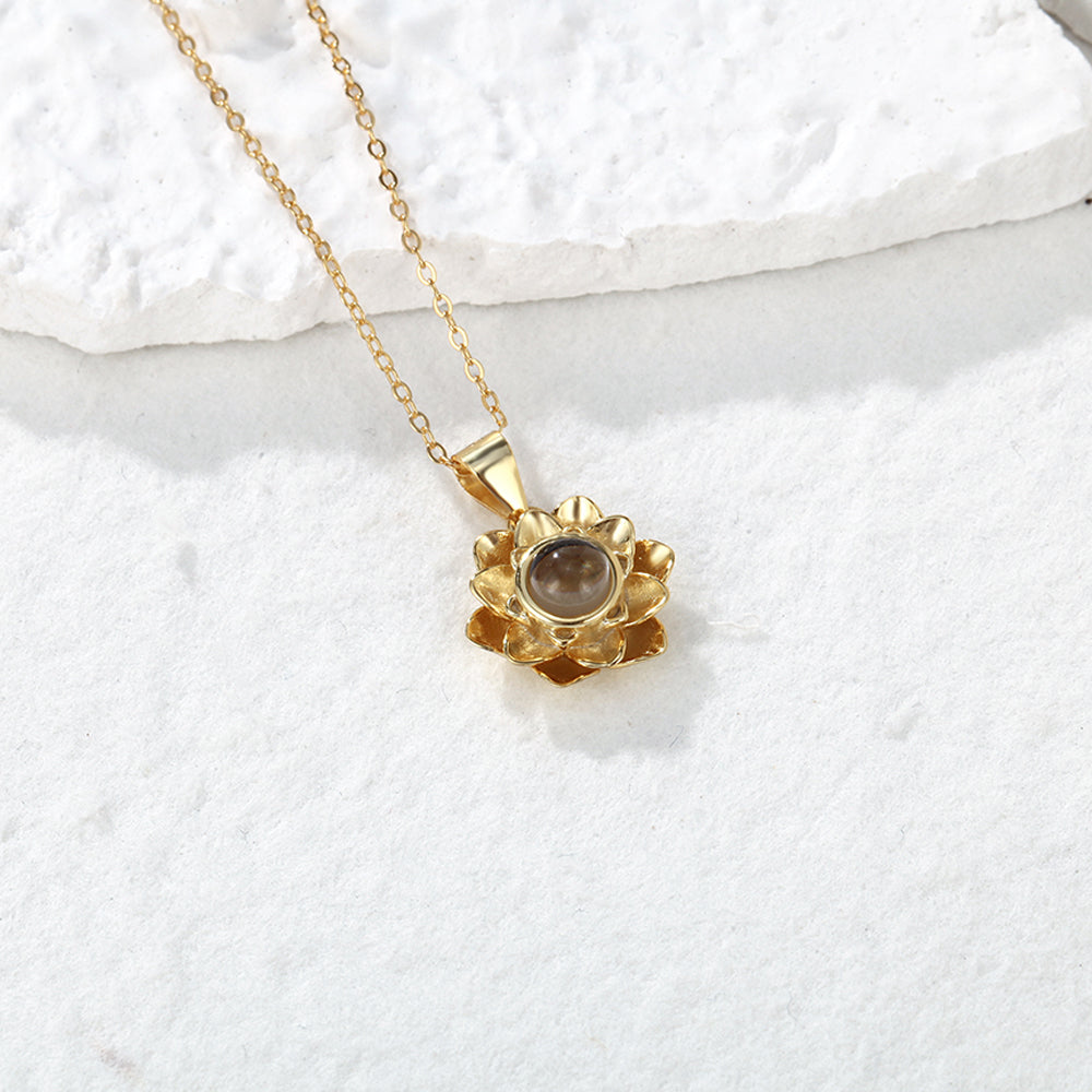 Personalized Projection Necklace Lotus Pendant Photo Necklace