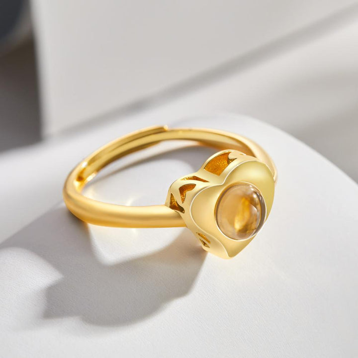 S925 Sterling Silver Heart-shaped Photo Projection Open Ring personalized Women's Jewelry Valentine's Day Gifts