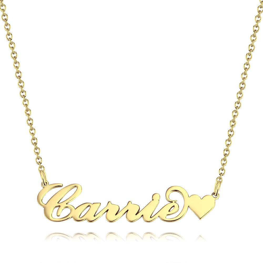 Carrie Style Custom Name Necklace with Little Heart Silver