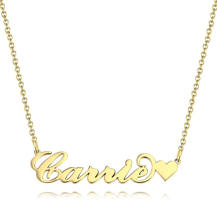Carrie Style Custom Name Necklace with Little Heart Silver