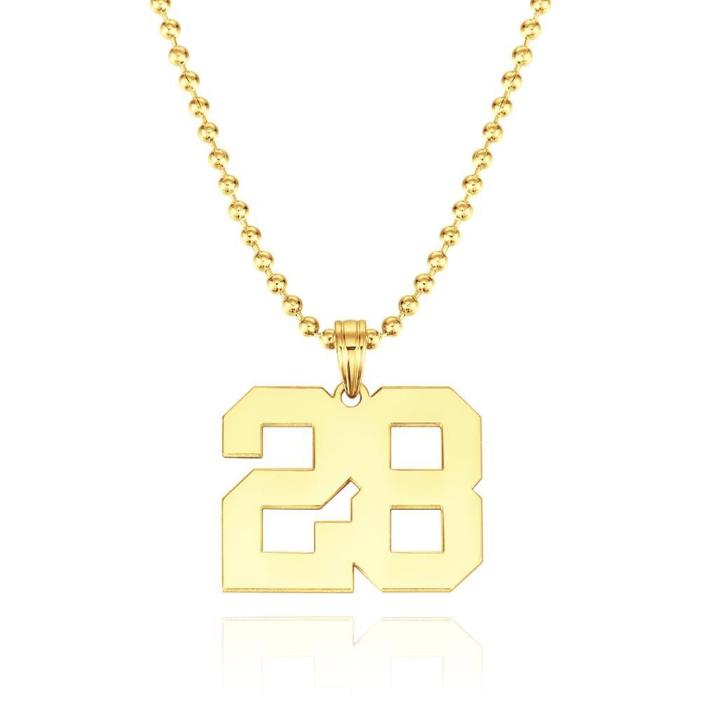 Custom Number Pendant Thick Chain Men's Necklace