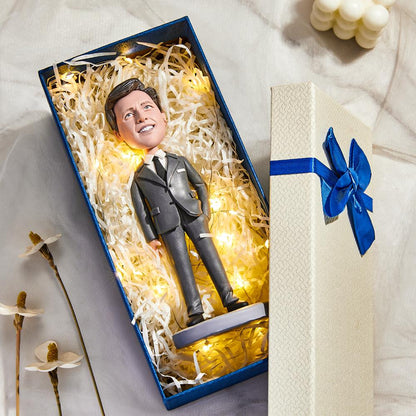 World's Best Boss Businessman Holding A Water Glass Custom Bobbleheads With Engraved Text