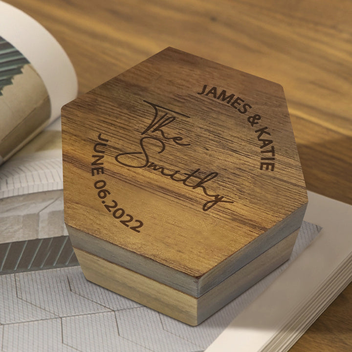 Six styles of Customized Hexagon Wooden Jewelry Box Wedding Ring Box