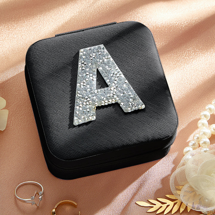 Personalized Jewelry Box with Glitter Letter Bridesmaid Gift for Her