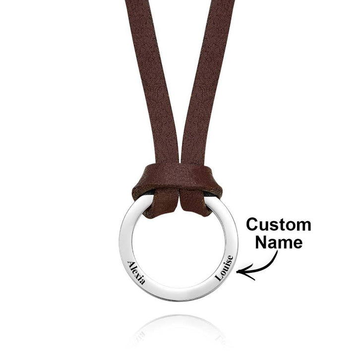 Personalized PU Leather Cord Necklace with Engraved Name Necklace Birthday Anniversary Gift for Man