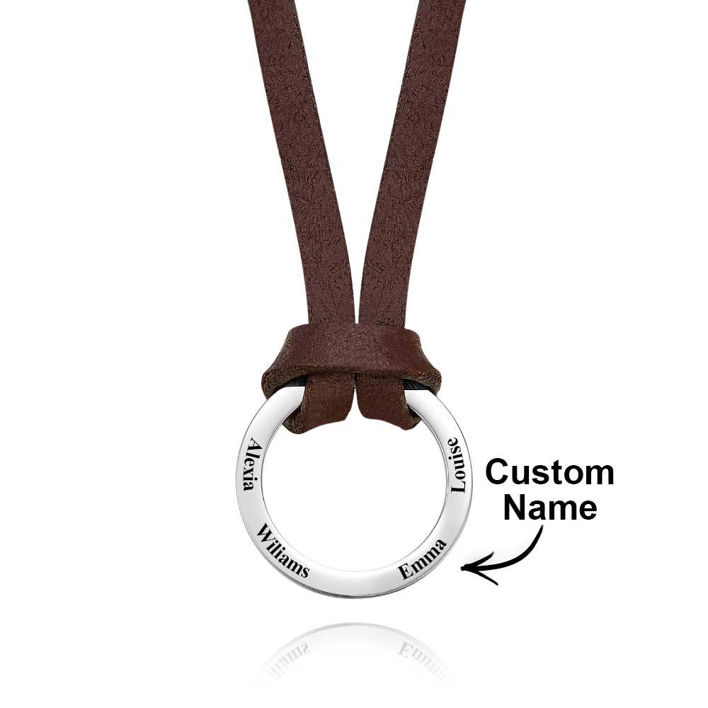 Personalized PU Leather Cord Necklace with Engraved Name Necklace Birthday Anniversary Gift for Man