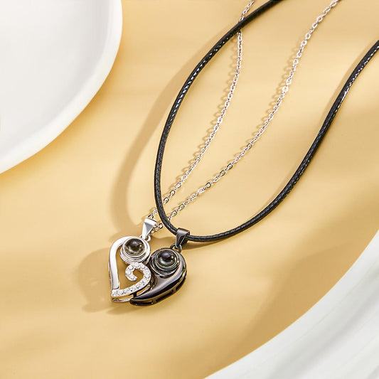 Custom Projection Necklace Heart-shaped Unique Creative Gift for Couple