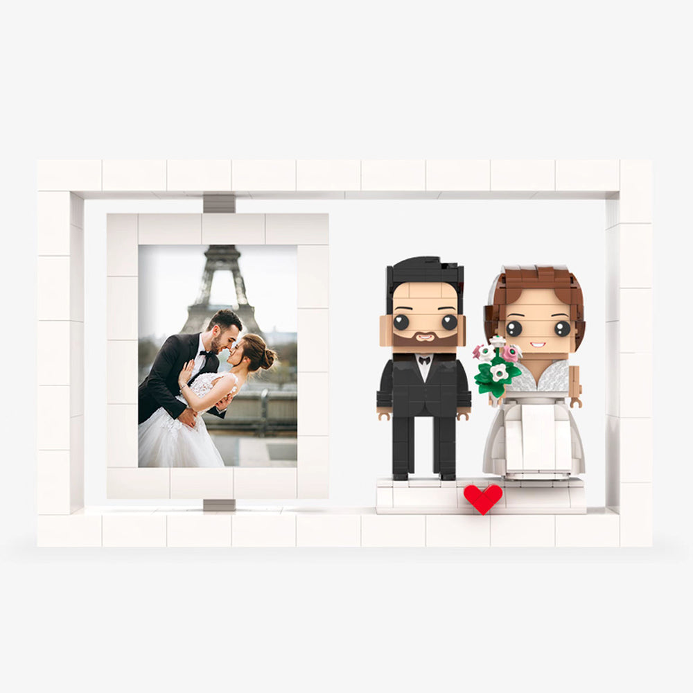Full Body Customizable 2 People Custom Brick Figures Photo Frame Small Particle Block Home Decor Brick Me Figures