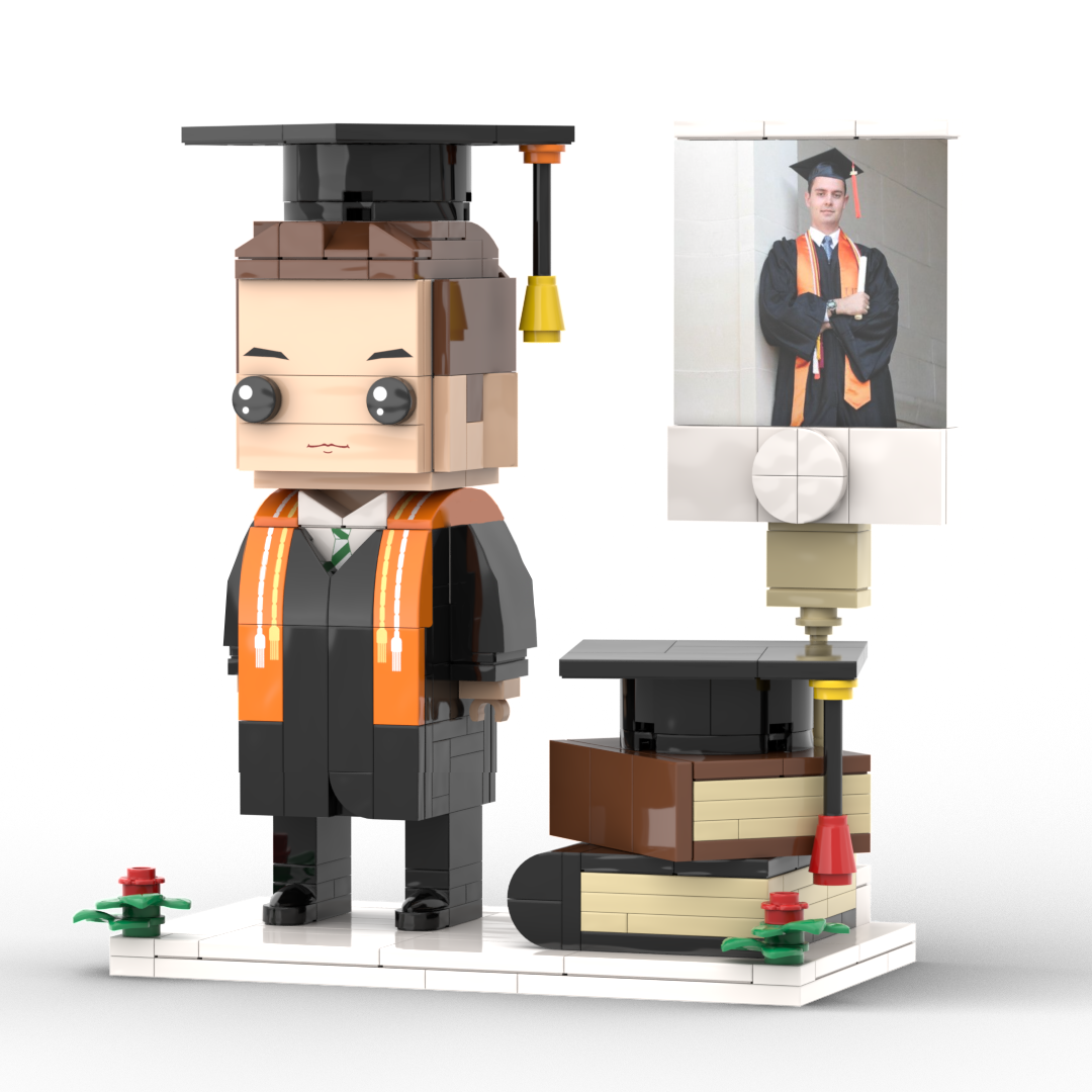 Full Body Customized 1-Person Brick Figure with Photo – Graduation Season Theme Figure, Unique Custom Graduation Gift for Students